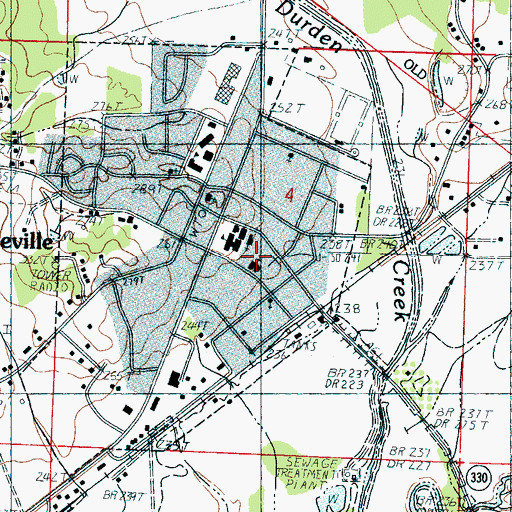 Topographic Map of Coffeeville First Baptist Church, MS