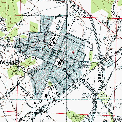 Topographic Map of Coffeeville High School, MS
