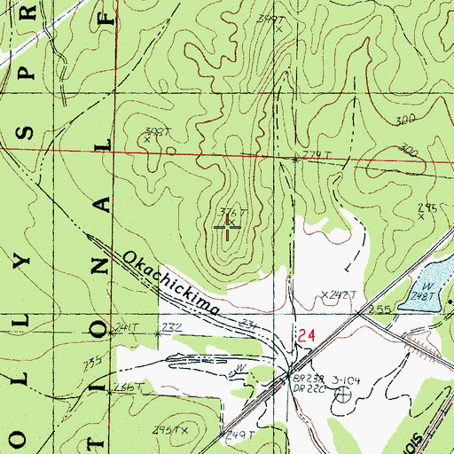 Topographic Map of Hendersonville (historical), MS
