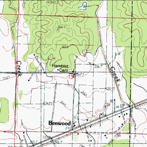 Topographic Map of Honey Cut (historical), MS