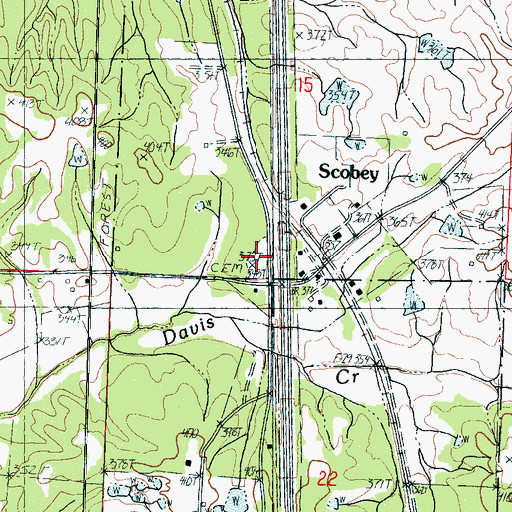 Topographic Map of Scobey Cemetery, MS