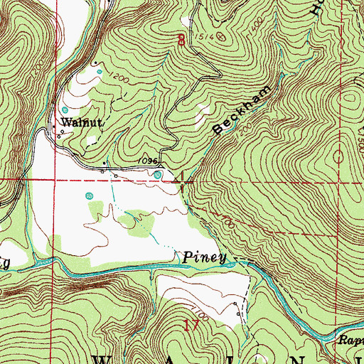 Topographic Map of Beckham Hollow, AR