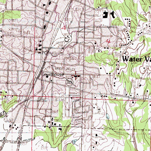 Topographic Map of Water Valley Elementary School, MS