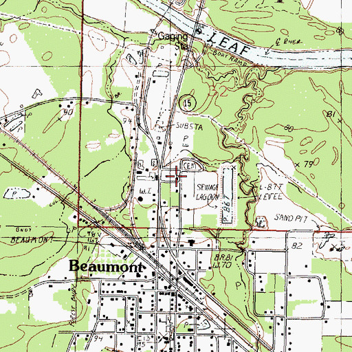 Topographic Map of Beaumont Church of God, MS