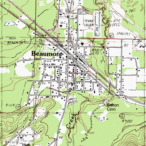 Topographic Map of Beaumont Elementary School, MS