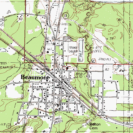 Topographic Map of First Baptist Church, MS
