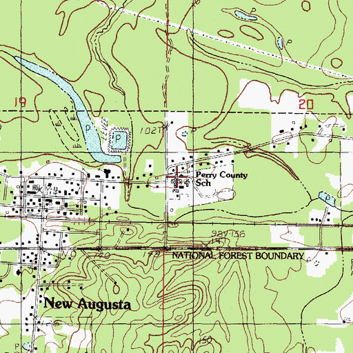 Topographic Map of New Augusta Elementary School, MS