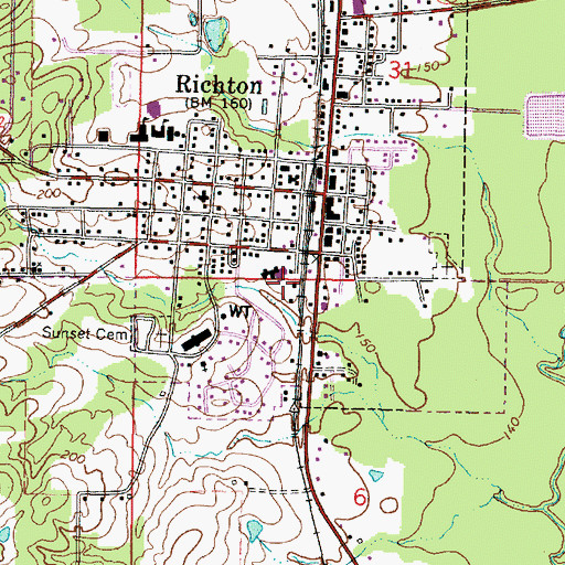Topographic Map of Perry County General Hospital, MS