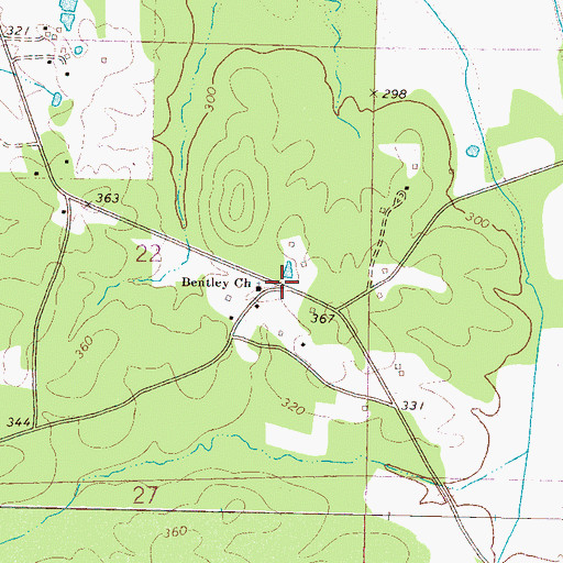 Topographic Map of Bently, MS