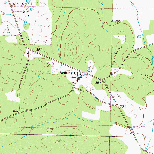 Topographic Map of Bently Cemetery, MS