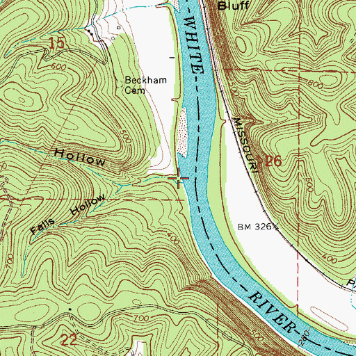 Topographic Map of Beckman Hollow, AR