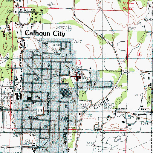 Topographic Map of Calhoun City High School, MS