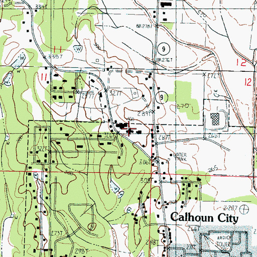 Topographic Map of Calhoun Health Services Hillcrest Hospital, MS