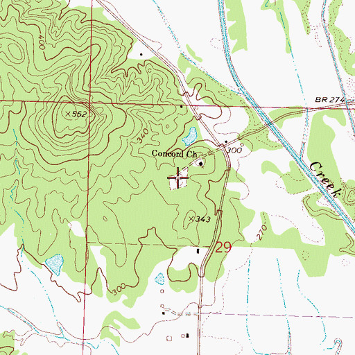 Topographic Map of Concord Cemetery, MS