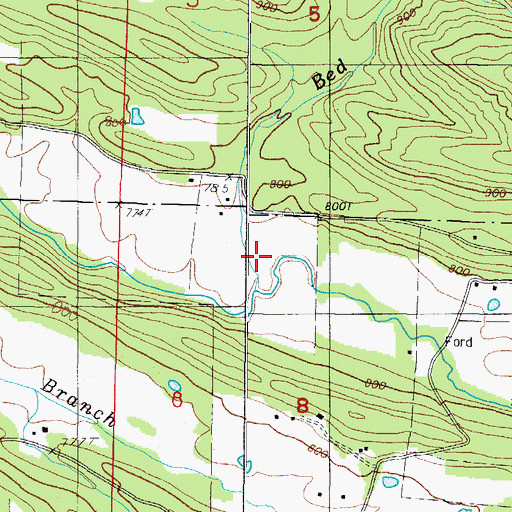 Topographic Map of Bed Creek, AR