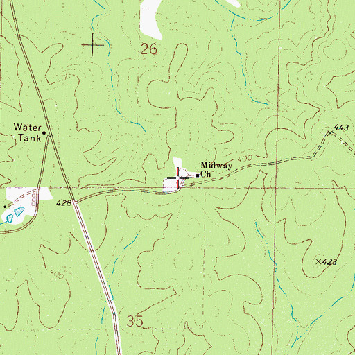 Topographic Map of Midway Cemetery, MS