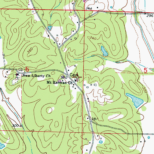 Topographic Map of Mount Herman Cemetery, MS