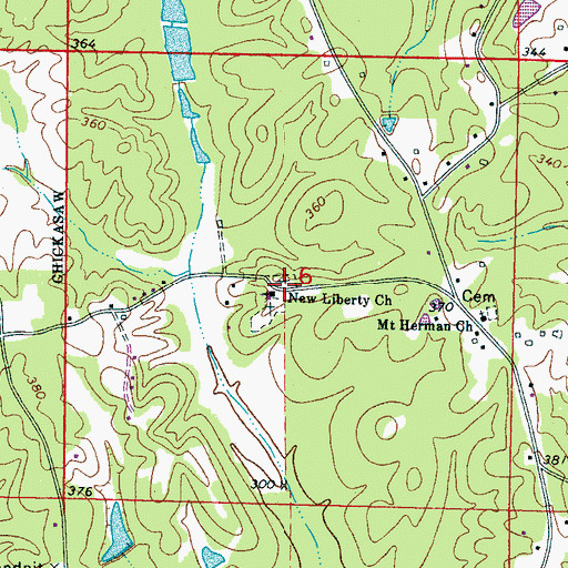 Topographic Map of New Liberty Cemetery, MS