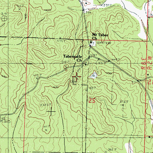Topographic Map of Old Tabernacle Cemetery, MS