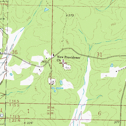 Topographic Map of Providence Cemetery, MS