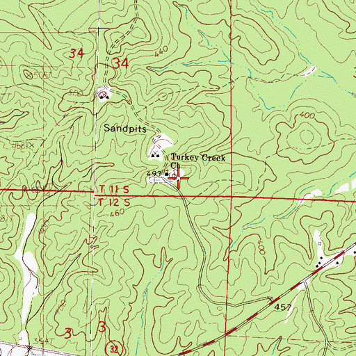 Topographic Map of Turkey Creek Cemetery, MS