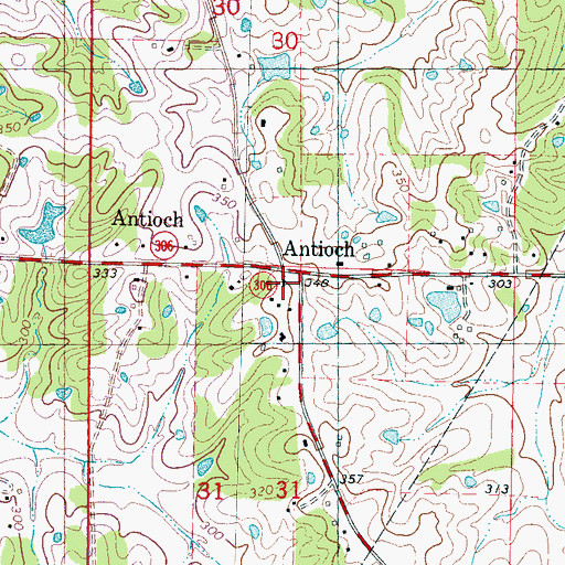 Topographic Map of Antioch Church of Christ, MS