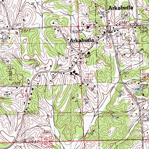 Topographic Map of Arkabutla Consolidated High School (historical), MS