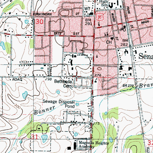 Topographic Map of Bethesda Presbyterian Church (historical), MS