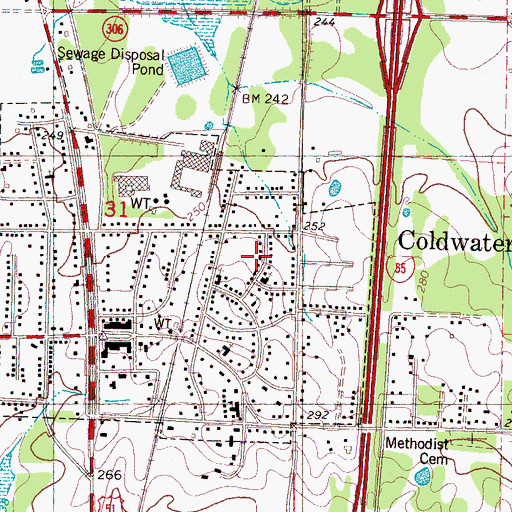 Topographic Map of Central Tate Elementary School (historical), MS