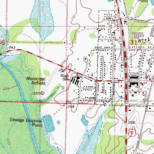 Topographic Map of Coldwater Attendance Center, MS