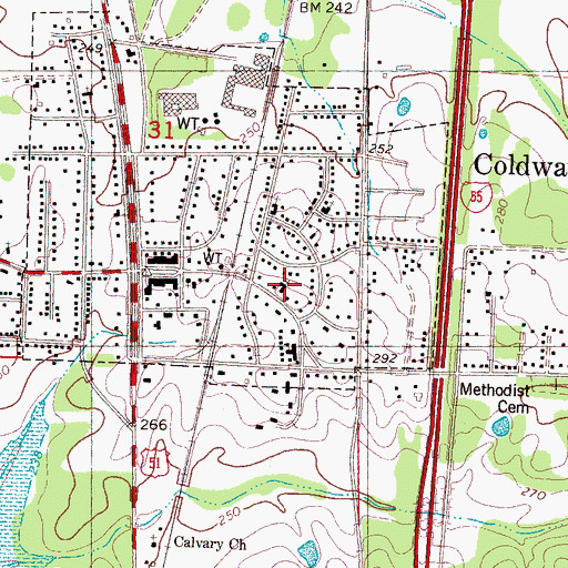 Topographic Map of First Baptist Church of Coldwater, MS