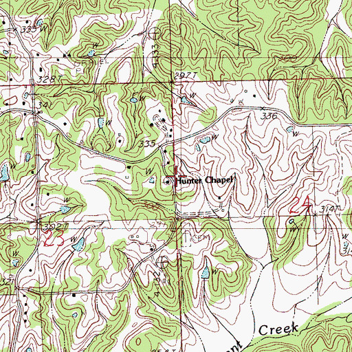 Topographic Map of Hunters Chapel School (historical), MS