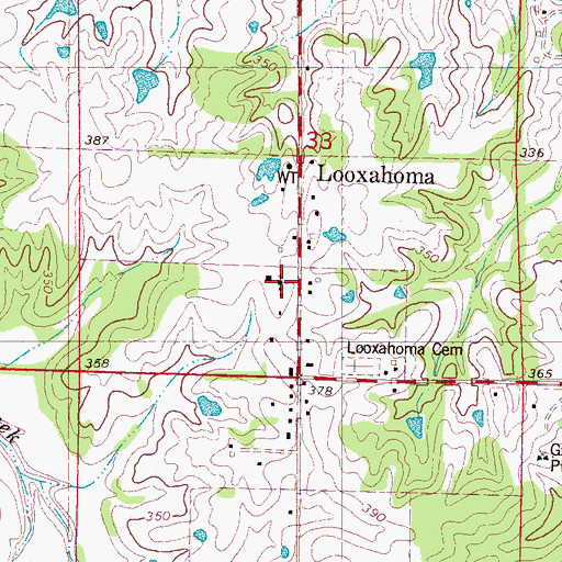 Topographic Map of Looxahoma Church of Christ, MS