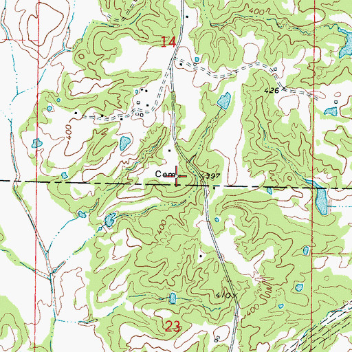 Topographic Map of Mount Peryn Cemetery, MS