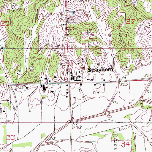 Topographic Map of Strayhorn Baptist Church, MS