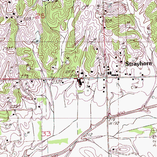 Topographic Map of Strayhorn Elementary School, MS
