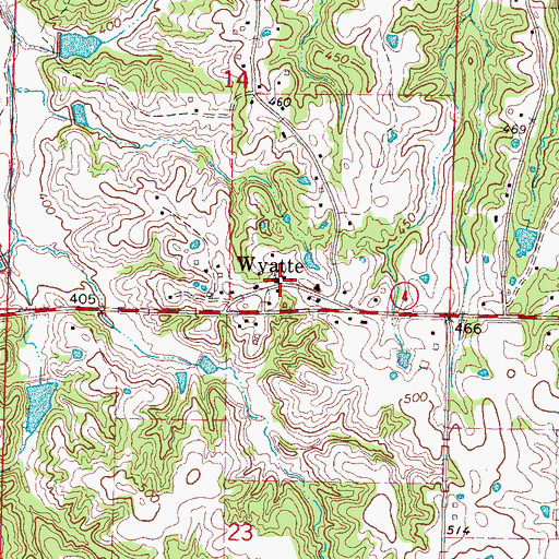 Topographic Map of Wyatte Baptist Church, MS
