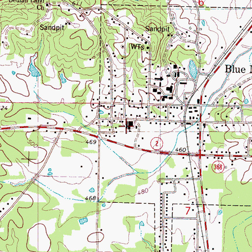 Topographic Map of Blue Mountain Elementary School, MS