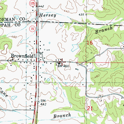 Topographic Map of Brownfield School (historical), MS