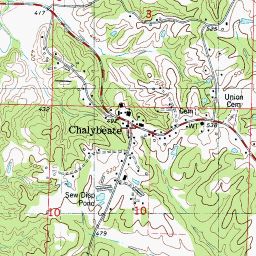 Topographic Map of Chalybeate Baptist Church, MS