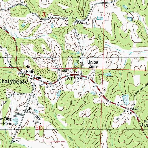 Topographic Map of Chalybeate Presbyterian Church (historical), MS