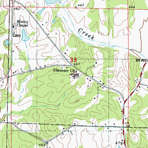 Topographic Map of Ebenezer Cemetery, MS
