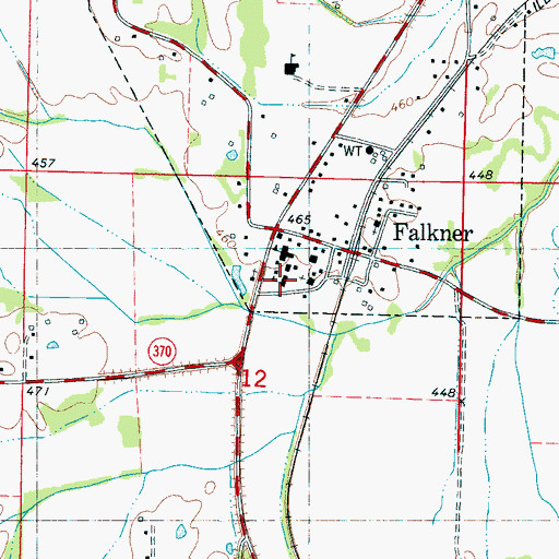 Topographic Map of Falkner Elementary School, MS