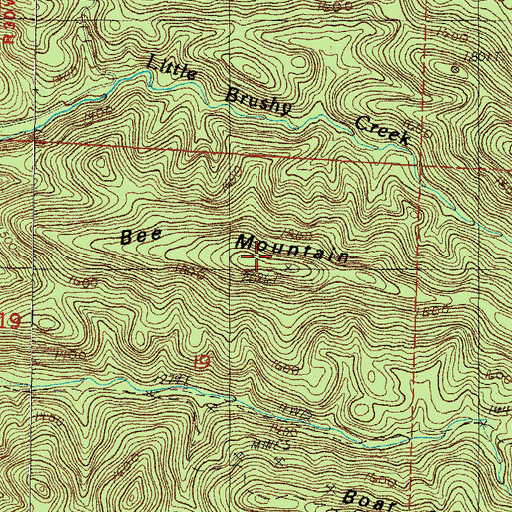Topographic Map of Bee Mountain, AR