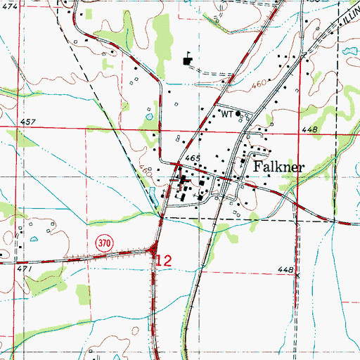 Topographic Map of Falkner High School, MS