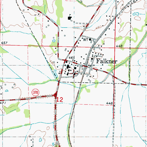Topographic Map of Falkner Methodist Church, MS