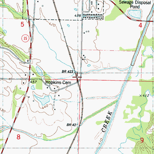 Topographic Map of Hopkinsville (historical), MS