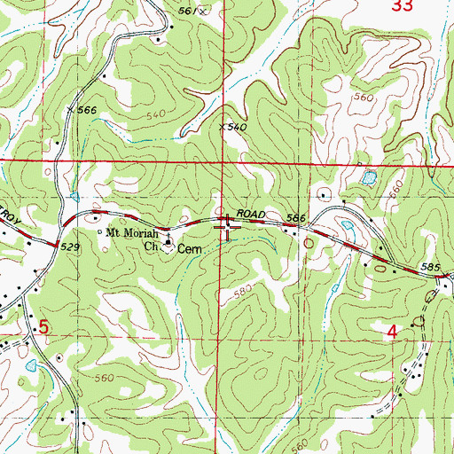 Topographic Map of Old Caroline Church (historical), MS