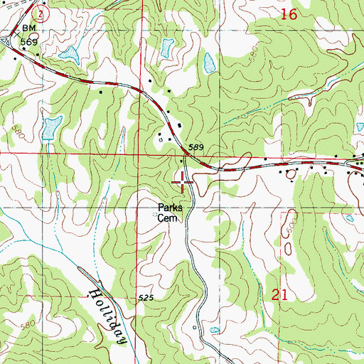 Topographic Map of Parks Chapel School (historical), MS