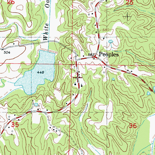 Topographic Map of Peoples School (historical), MS
